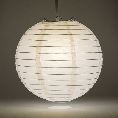 20" White Round Paper Lantern, Even Ribbing, Chinese Hanging Wedding &
